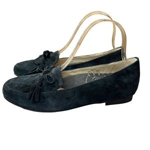 Propet black suede loafers with tassels flats womens shoes size 7.5